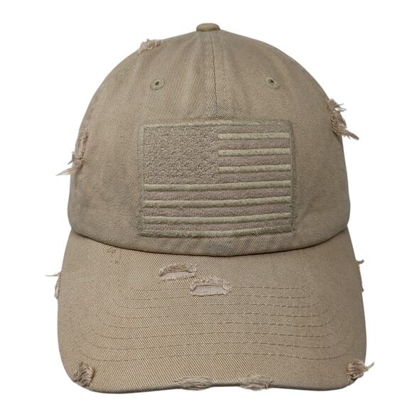 USA Flag Slideback Baseball Cap Brown One Size Adjustable Distressed Patriotic - Picture 1 of 10